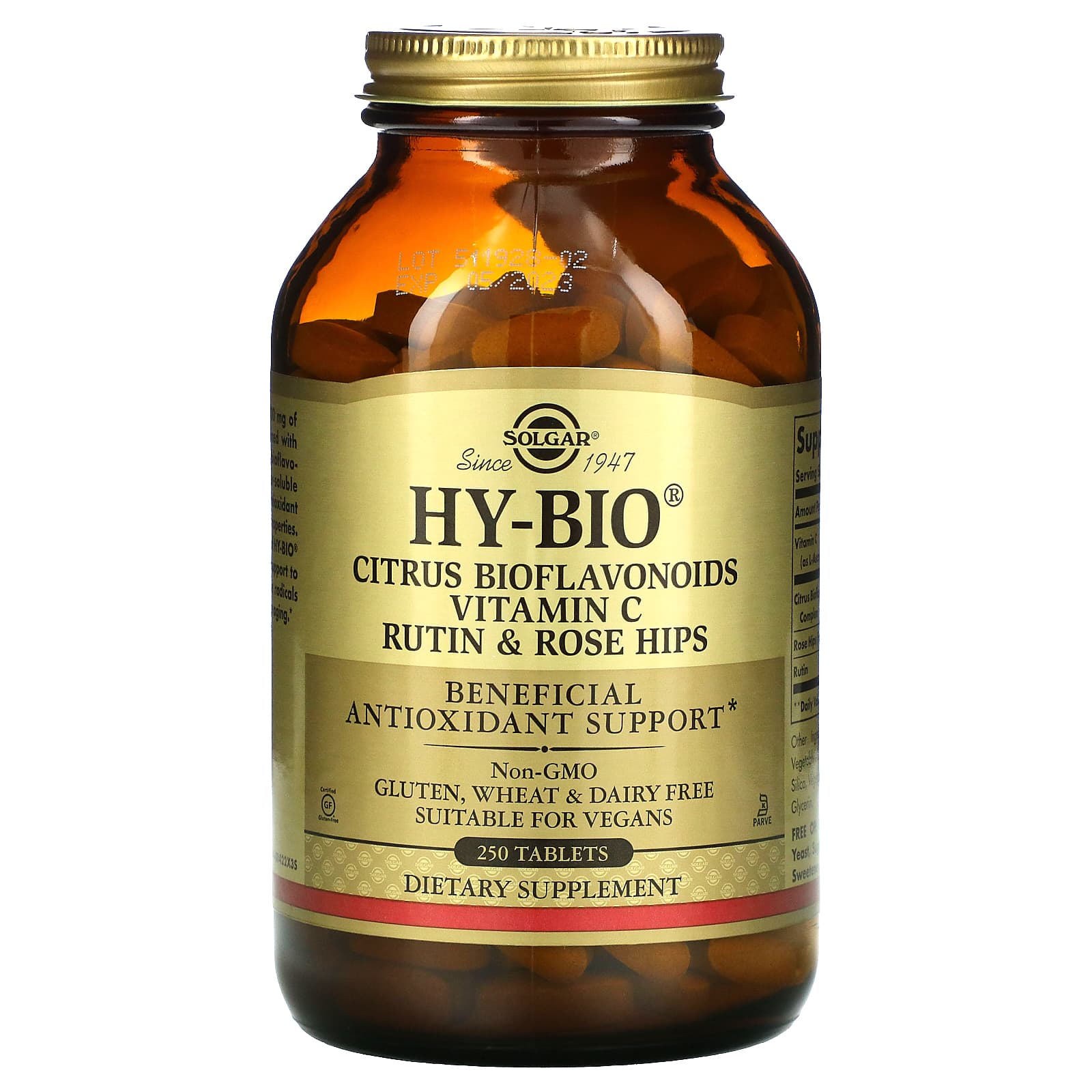 Solgar, Hy-Bio, 250 Tablets UPC 033984014220 | HiLife Vitamins